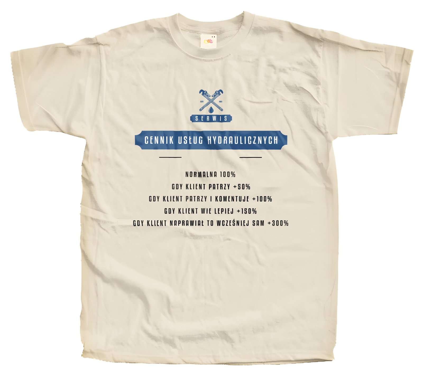 Koszulka dla hydraulika z personalizacją – Cennik usług hydraulicznych