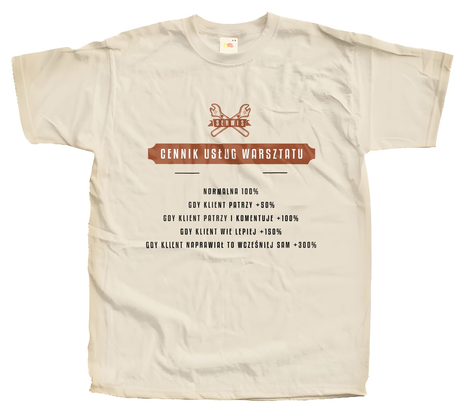Koszulka dla mechanika z personalizacją – Cennik usług warsztatu